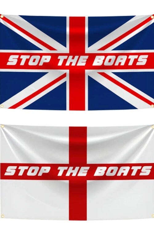 90x150cm Red Cross UK United Kingdom Britain England Stop The Boats Flag Polyester Digital Printing Banner Decoration Tapestry
